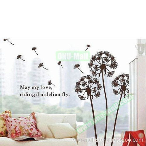 Environment-Friendly Dandelion Design Transparent Removable DIY PVC Wall Sticker for Decoration
